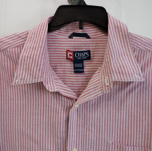 Chaps Men's Striped Shirt Pink White Size XXL - Picture 4 of 6
